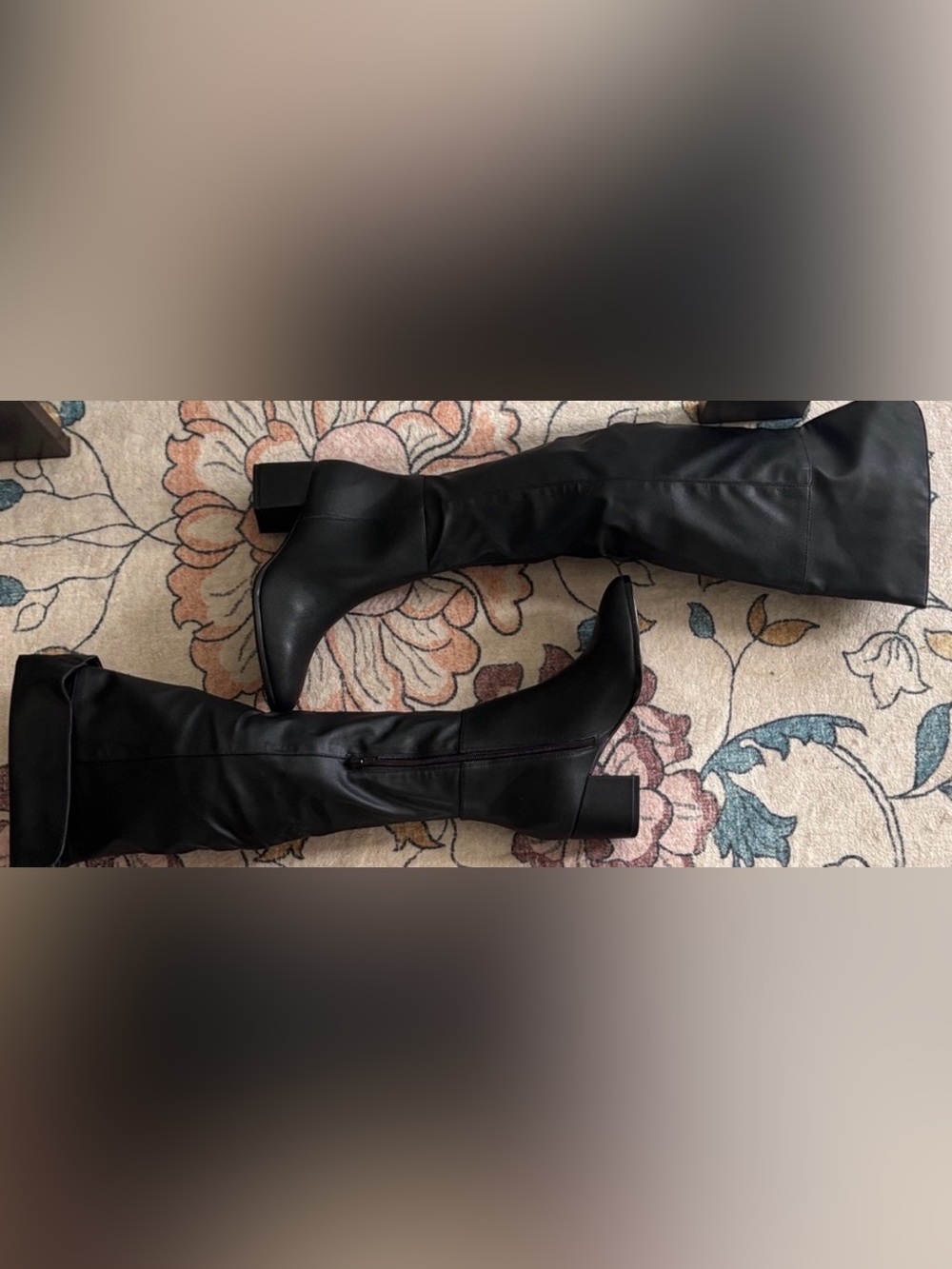 Matt & Nat black leather tall fold over Boots - Picture 8 of 12